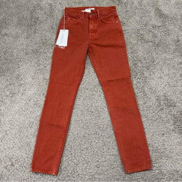 GRLFRND The Karolina Jeans Women’s 24 Button Fly Red Skinny High Rise New NWT - Picture 2 of 12